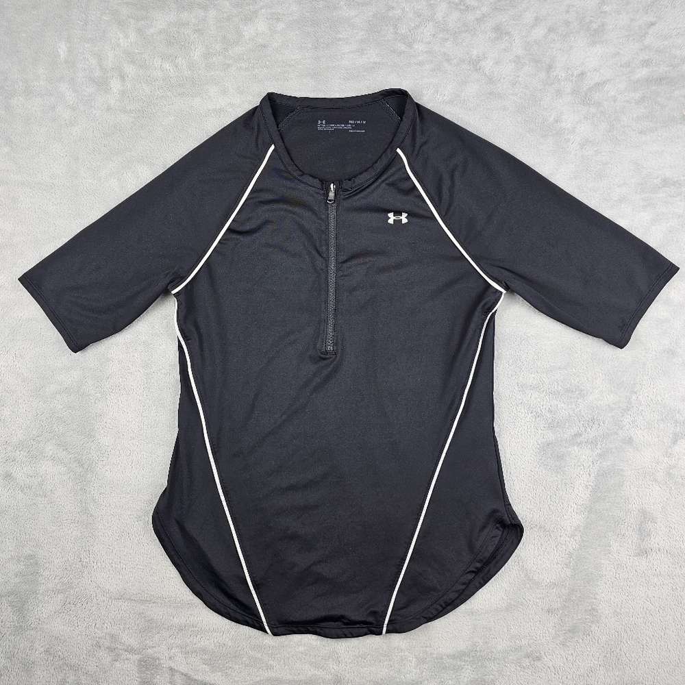 Under Armour Heat Gear Fitted Cycling Performance Shirt Womens Size Medium Black